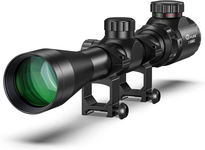 CVLIFE 3-9x40 Rifle Scope, Red & Green Illuminated Optical Riflescope, Mil-dot Reticle Scope for Hunting with 20mm Picatinny(Green Lens) - Image 1